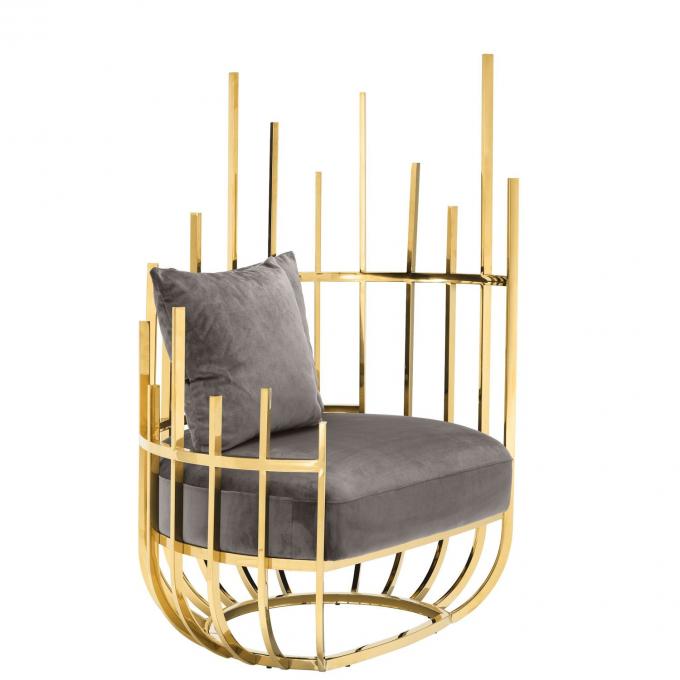 Eichholtz Santorini Velvet Single Sofa Krzesło Siedzenie z ramą i nogami ze stali nierdzewnej 2