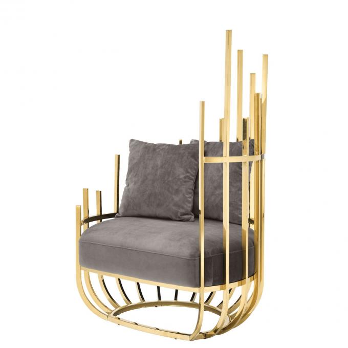 Eichholtz Santorini Velvet Single Sofa Krzesło Siedzenie z ramą i nogami ze stali nierdzewnej 1