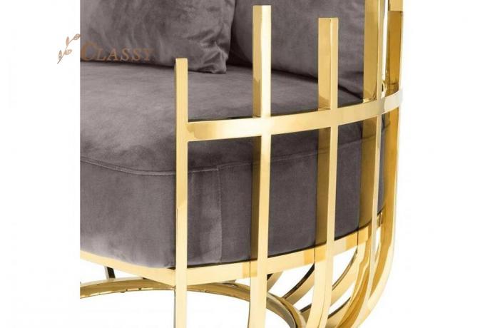 Eichholtz Santorini Velvet Single Sofa Krzesło Siedzenie z ramą i nogami ze stali nierdzewnej 5