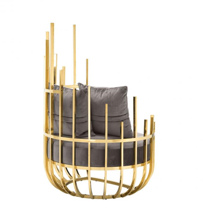 Eichholtz Santorini Velvet Single Sofa Krzesło Siedzenie z ramą i nogami ze stali nierdzewnej 3