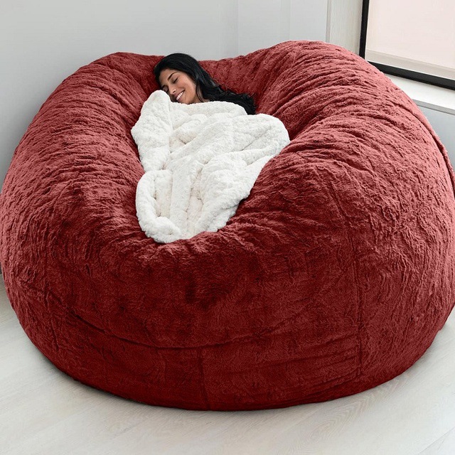 Zewnętrzne 7ft Giant Bean Bag Krzesło Lounge Soft Faux Fur Tkanina EPS wypełnienie 5