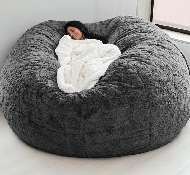 Zewnętrzne 7ft Giant Bean Bag Krzesło Lounge Soft Faux Fur Tkanina EPS wypełnienie 6