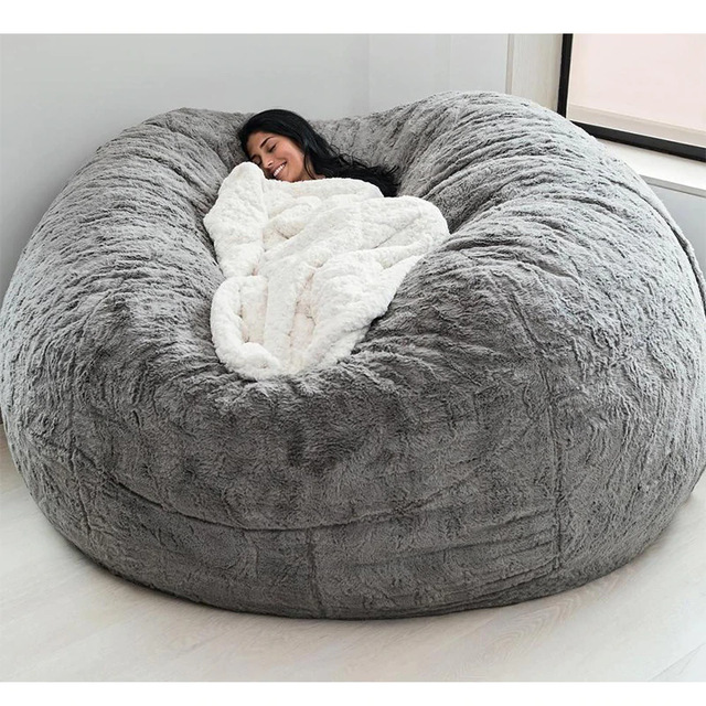 Zewnętrzne 7ft Giant Bean Bag Krzesło Lounge Soft Faux Fur Tkanina EPS wypełnienie 7