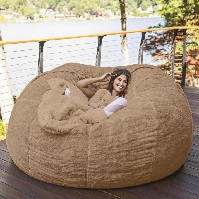 Zewnętrzne 7ft Giant Bean Bag Krzesło Lounge Soft Faux Fur Tkanina EPS wypełnienie 10