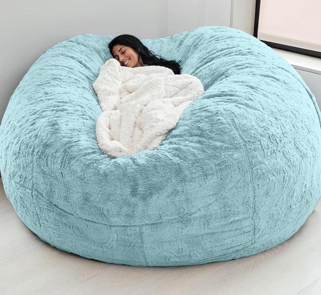 Zewnętrzne 7ft Giant Bean Bag Krzesło Lounge Soft Faux Fur Tkanina EPS wypełnienie 12