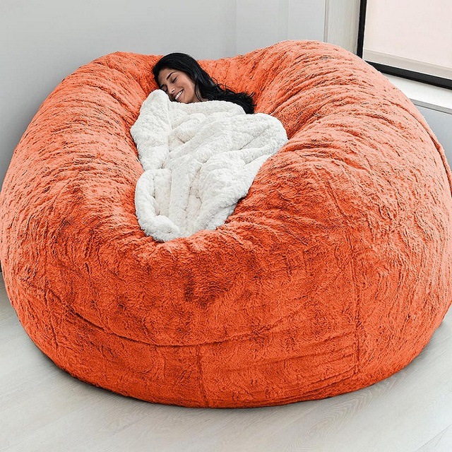 Zewnętrzne 7ft Giant Bean Bag Krzesło Lounge Soft Faux Fur Tkanina EPS wypełnienie 13