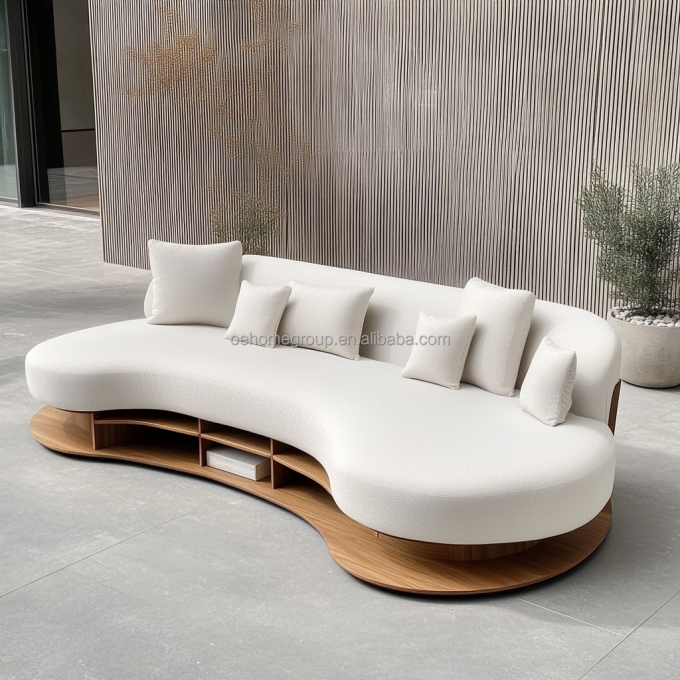 Włoska sofa aksamitna tkanina wypoczynkowa z zakrzywioną kanapą nowoczesny jedyny salon Sofa dla nowoczesnego salonu 3