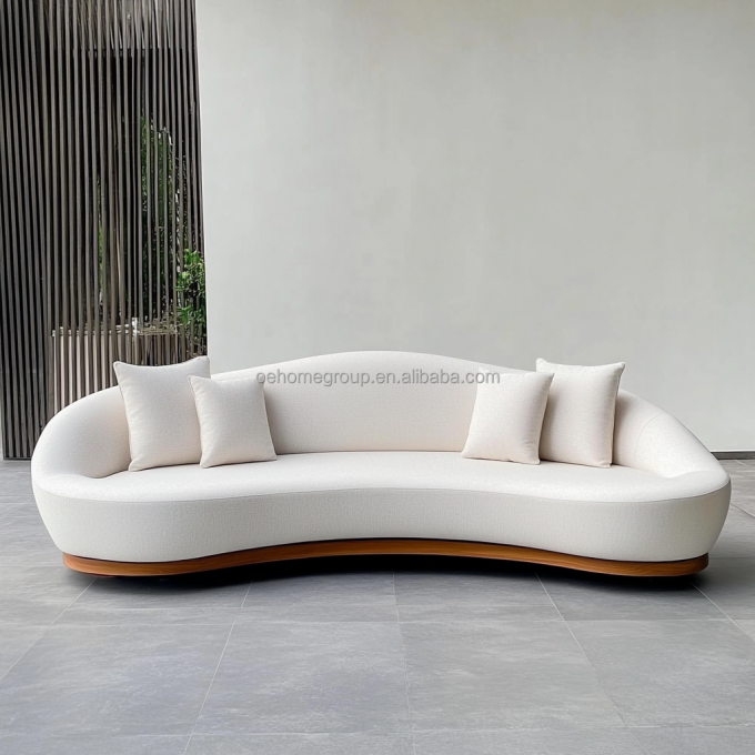 Włoska sofa aksamitna tkanina wypoczynkowa z zakrzywioną kanapą nowoczesny jedyny salon Sofa dla nowoczesnego salonu 4