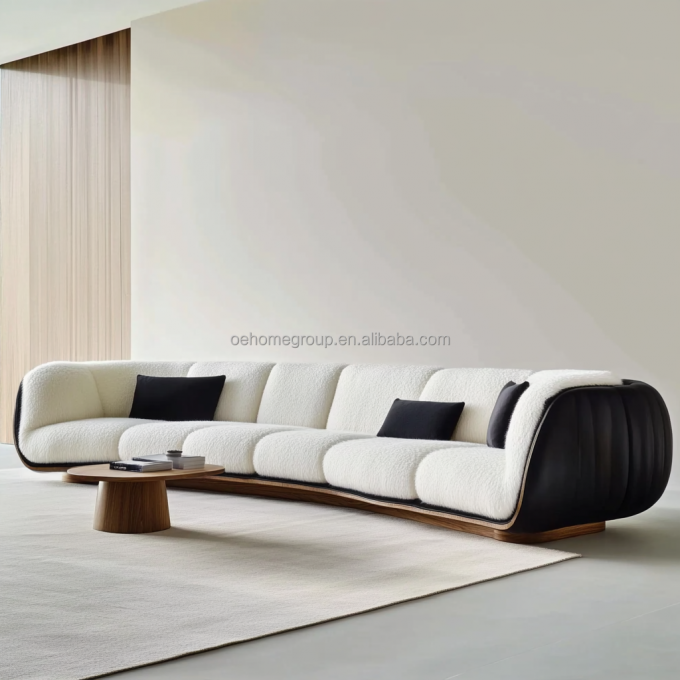 Nowoczesny zestaw sof 3-osobowych, miękka sofa do salonu, tkanina boucle, białe meble, materiał wypełniający PIANKA 3