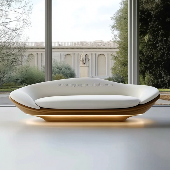 Nowoczesny design Baza z drewna orzechowego 2 leżąca luksusowa zakrzywiona sofa modułowa do pokoi hotelowych 2