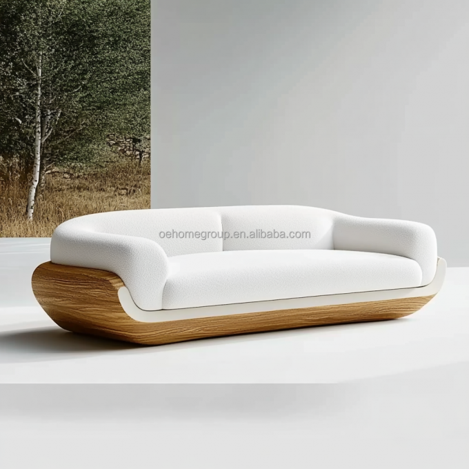 Nowoczesny design Baza z drewna orzechowego 2 leżąca luksusowa zakrzywiona sofa modułowa do pokoi hotelowych 3