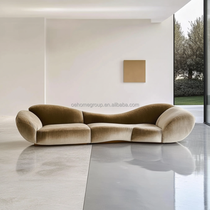 Sofa narożna w stylu aksamitnym Nowoczesny design Salon w kształcie U Hotel Light Luxury Modular combination 1