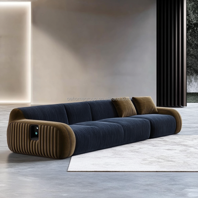 Sofa narożna w stylu aksamitnym Nowoczesny design Salon w kształcie U Hotel Light Luxury Modular combination 2