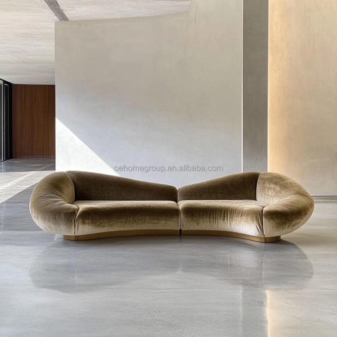 Sofa narożna w stylu aksamitnym Nowoczesny design Salon w kształcie U Hotel Light Luxury Modular combination 6
