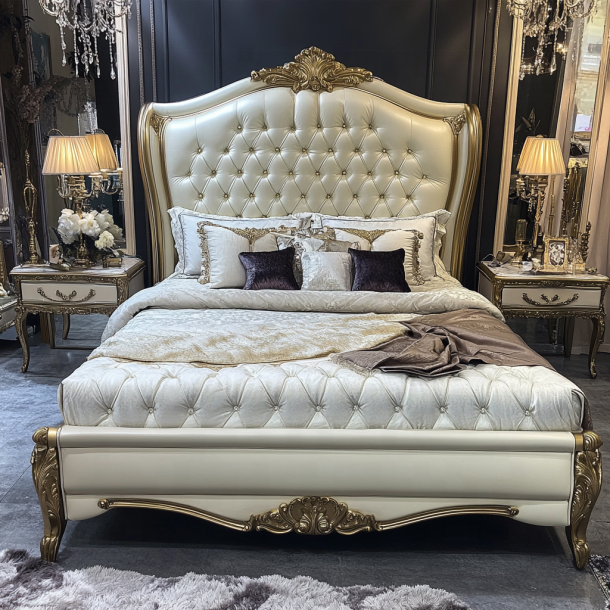 Dom meble do sypialni King Size Nowoczesny design Luksusowe łóżka dwuosobowe z dostosowanymi rozmiarami 4