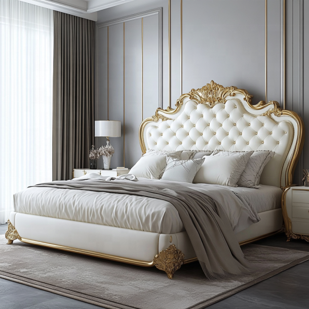 Dom meble do sypialni King Size Nowoczesny design Luksusowe łóżka dwuosobowe z dostosowanymi rozmiarami 5