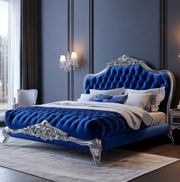 Elegantny klasyczny zestaw mebli sypialni z królewskiej wielkości lustrzaną głowicą i nowoczesnym materiałem MDF 4