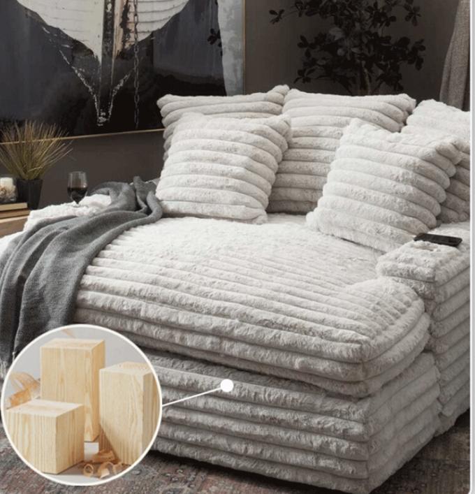 Nowoczesny zestaw wypoczynkowy z tkaniny sztruksowej, leżanka, sofa dwuosobowa, dostawa do drzwi, kino, funkcja spania, do współczesnego salonu 8