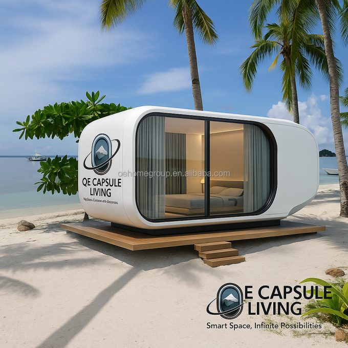 Prefabrykowane 40 Fthotel Modular Steel Space Capsule House Mobilne domy kontenerowe z toaletą dla 5 osób sypialnia 4