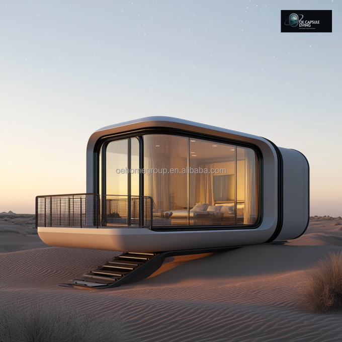 Luksusowe prefabrykowane domy modułowe Ośrodek wypoczynkowy Hotel Wiatroodporna kabina Apple Capsule House 6