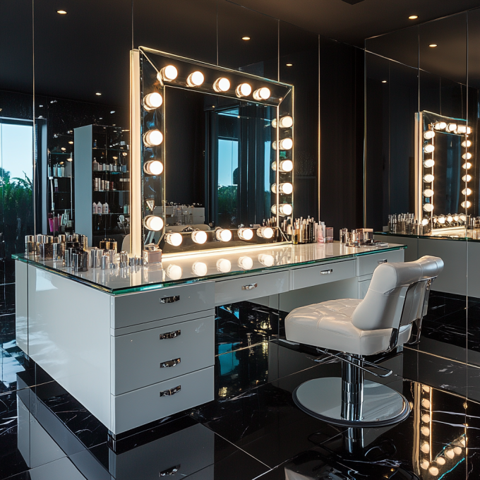 Ekran dotykowy Metalowy ramy 14 żarówki makijaż lusterko z światłami Led Vanity Mirror 18