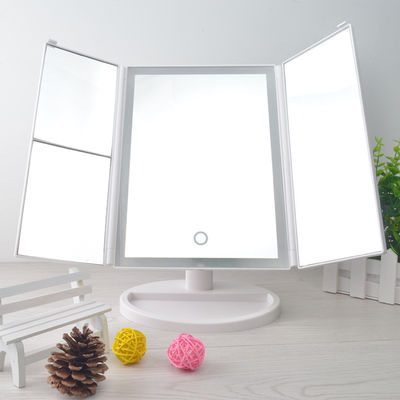 Ekran dotykowy LED Trifold Vanity Mirror 10x Oświetlone Składane lusterko podróżne