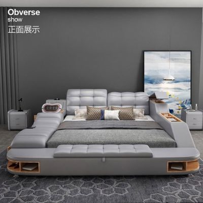 Skóra luksusowe zestawy sypialni Tufted Polstered łóżko Nowoczesny design