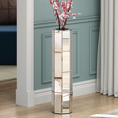 Wysokie lustrzane meble Cylinder Crystal Crushed Diamond Floor Vase