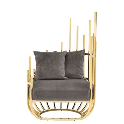 Eichholtz Santorini Velvet Single Sofa Krzesło Siedzenie z ramą i nogami ze stali nierdzewnej