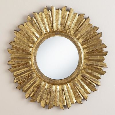 Metalowa ramka słonecznik okrągłe lusterko ścienne 24 x 36 Starożytne złoto do garderoby