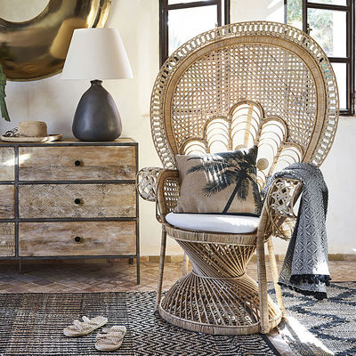 Meble z drewnianego rattan Arm Chair Outdoor Wicker Peacock