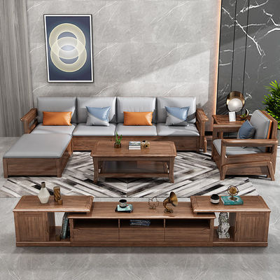 Sofa z drewna z teaku z siedmioma miejscami